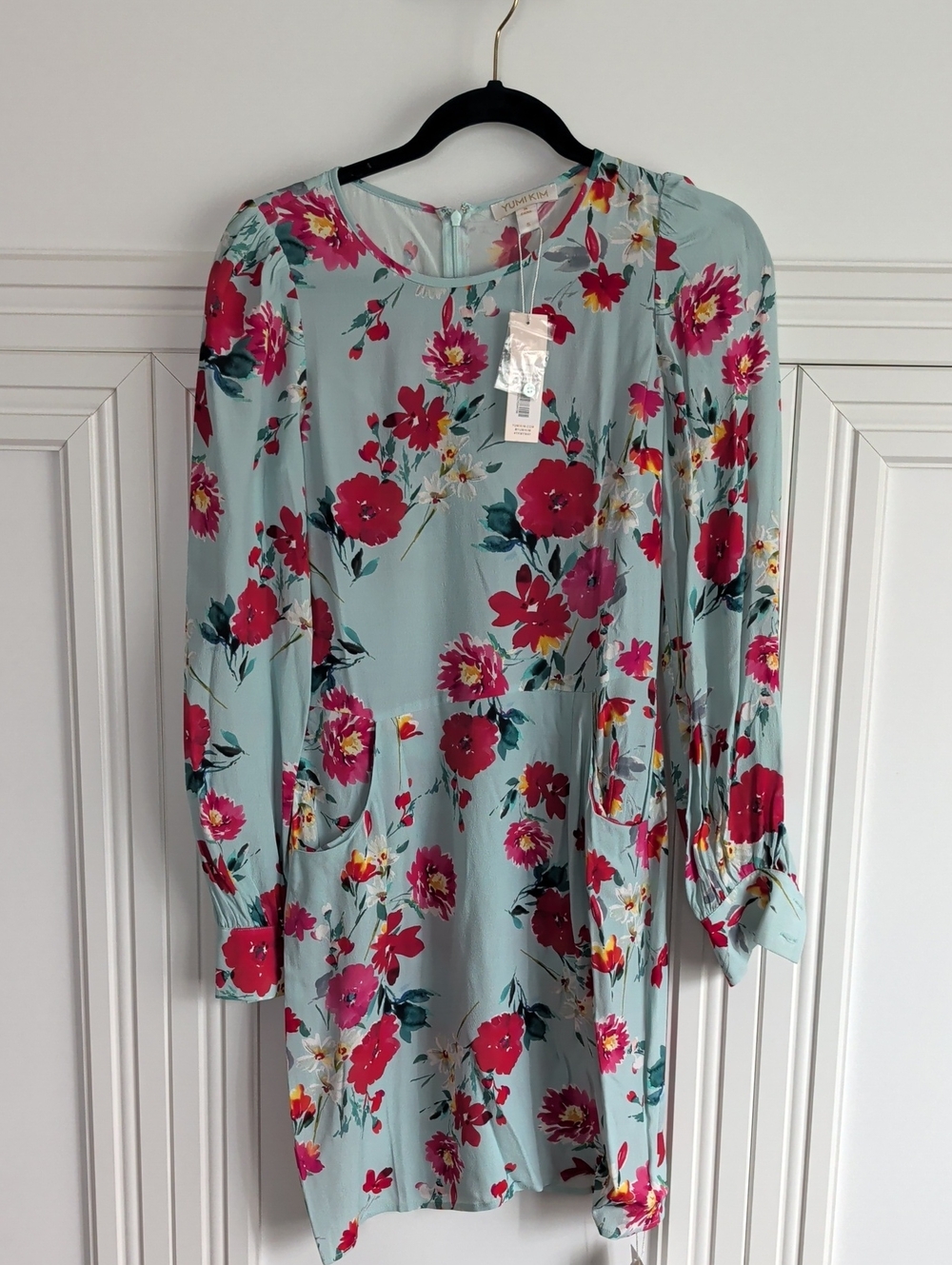Yumi Kim Light Blue Dress with Pink Floral Print